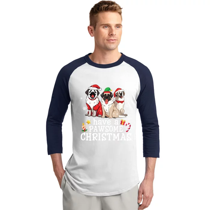 Anatolian Shepherd Dogs Merry Day Have A Pawsome Christmas Gift Baseball Sleeve Shirt