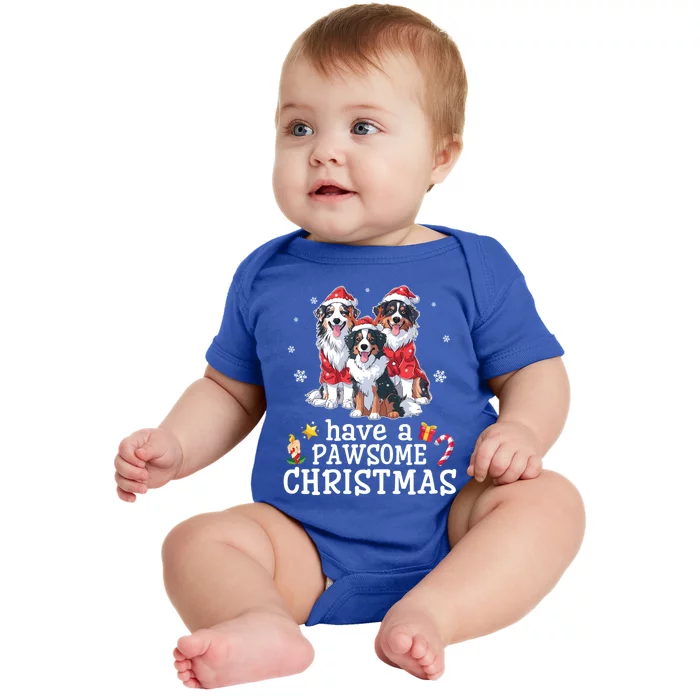 Australian Shepherd Dogs Merry Day Have A Pawsome Christmas Gift Baby Bodysuit