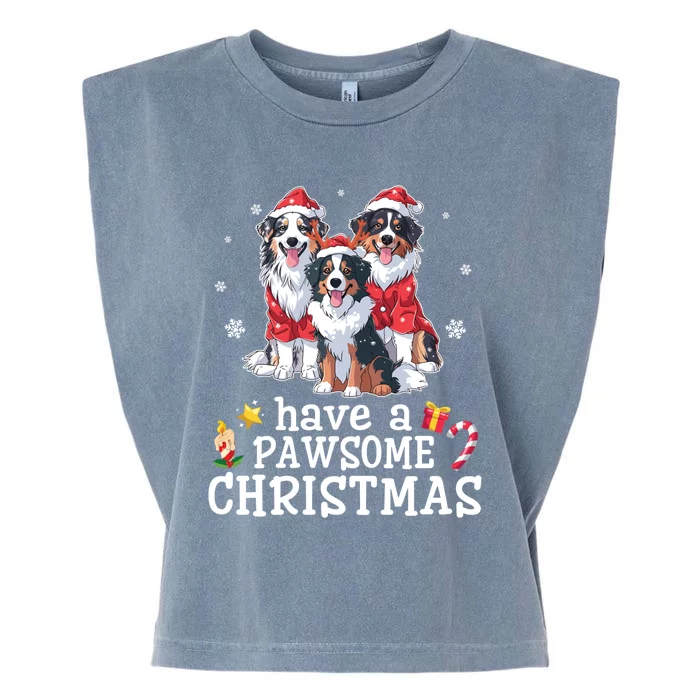 Australian Shepherd Dogs Merry Day Have A Pawsome Christmas Gift Garment-Dyed Women's Muscle Tee