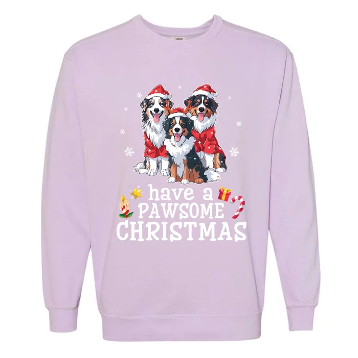 Australian Shepherd Dogs Merry Day Have A Pawsome Christmas Gift Garment-Dyed Sweatshirt