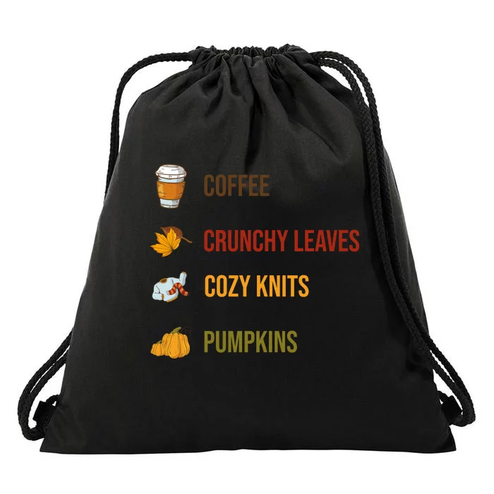 Autumn Season Essentials Graphic Drawstring Bag