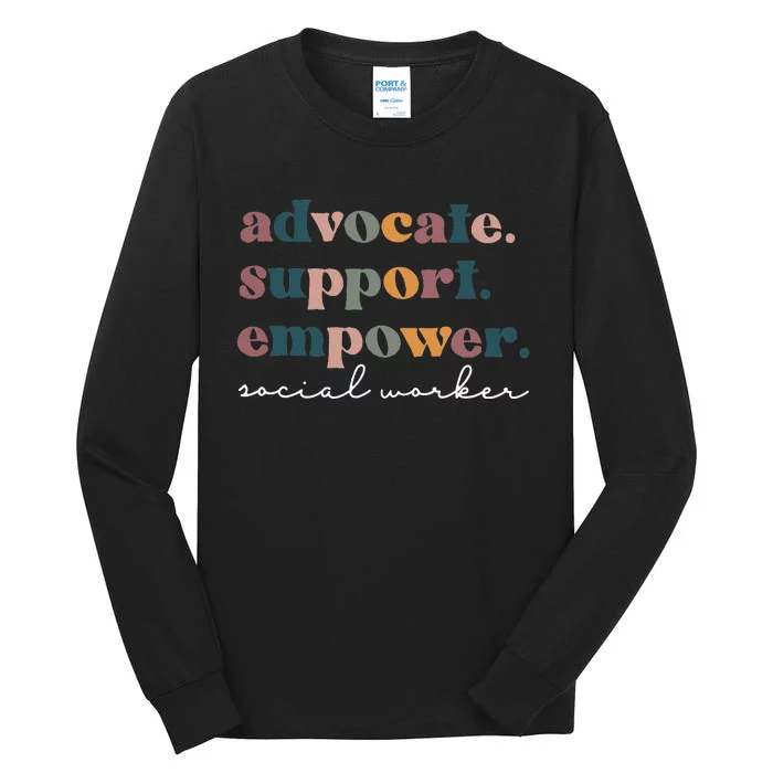 Advocate Support Empower Groovy Social Worker Graduation MSW Tall Long Sleeve T-Shirt