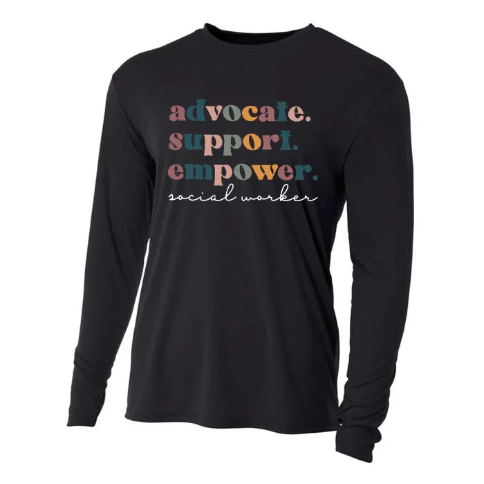 Advocate Support Empower Groovy Social Worker Graduation MSW Cooling Performance Long Sleeve Crew