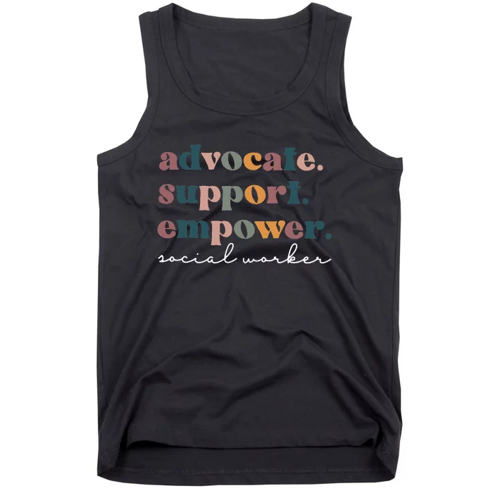 Advocate Support Empower Groovy Social Worker Graduation MSW Tank Top