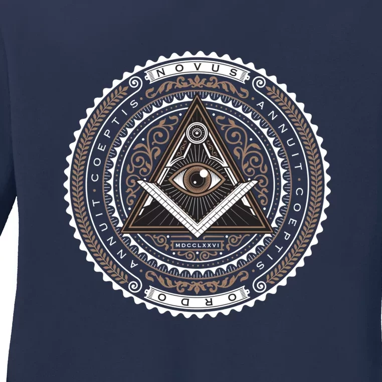 All Seeing Eye Emblem Ladies Long Sleeve Shirt