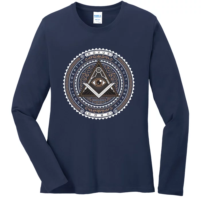 All Seeing Eye Emblem Ladies Long Sleeve Shirt