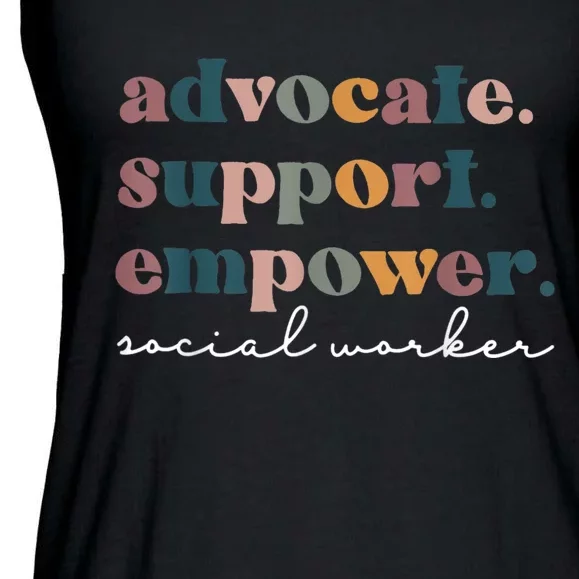 Advocate Support Empower Groovy Social Worker Graduation MSW Ladies Essential Flowy Tank