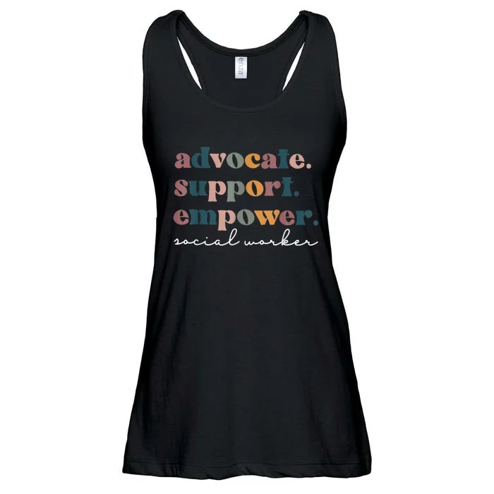 Advocate Support Empower Groovy Social Worker Graduation MSW Ladies Essential Flowy Tank