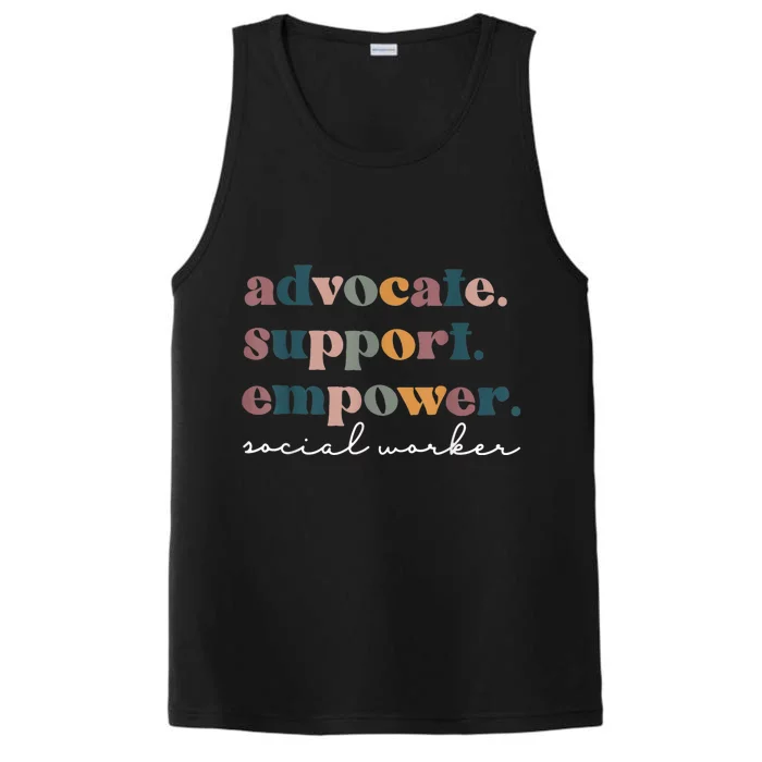 Advocate Support Empower Groovy Social Worker Graduation MSW Performance Tank