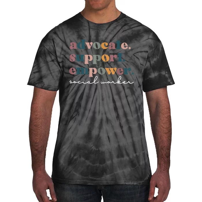 Advocate Support Empower Groovy Social Worker Graduation MSW Tie-Dye T-Shirt