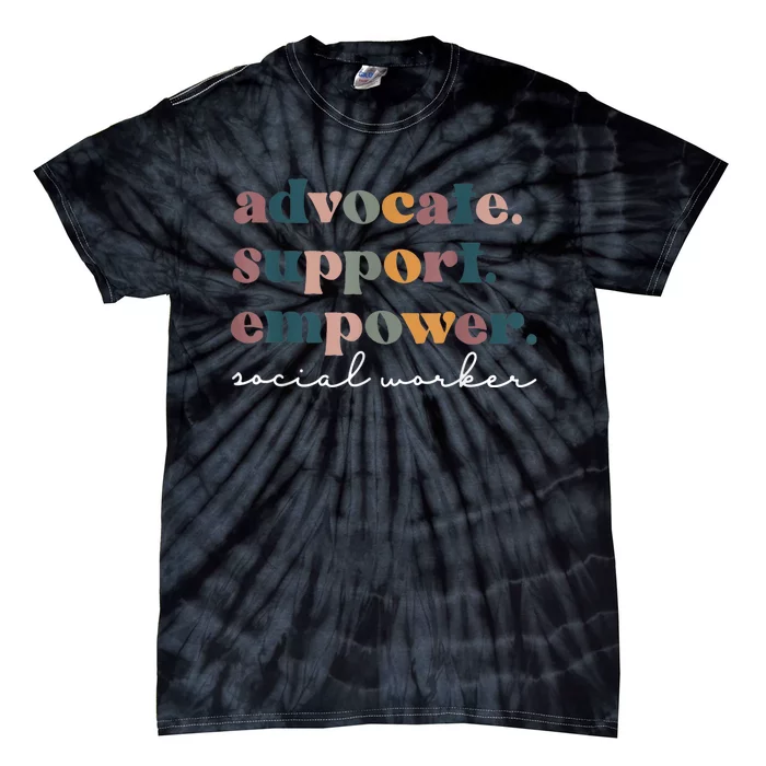 Advocate Support Empower Groovy Social Worker Graduation MSW Tie-Dye T-Shirt