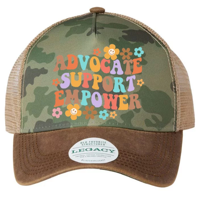 Advocate Support Empower Groovy Social Worker Legacy Tie Dye Trucker Hat