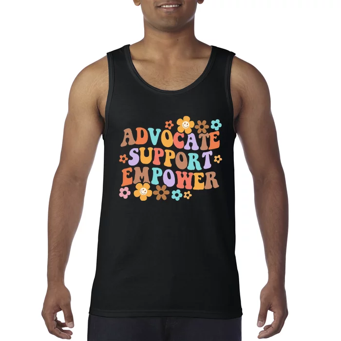 Advocate Support Empower Groovy Social Worker Tank Top