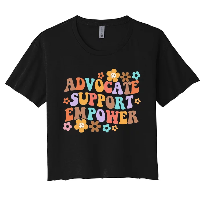 Advocate Support Empower Groovy Social Worker Women's Crop Top Tee