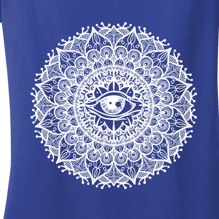 All Seeing Eye Mystic Dark Magic Dala Art Yoga Meditation Cool Gift Women's V-Neck T-Shirt