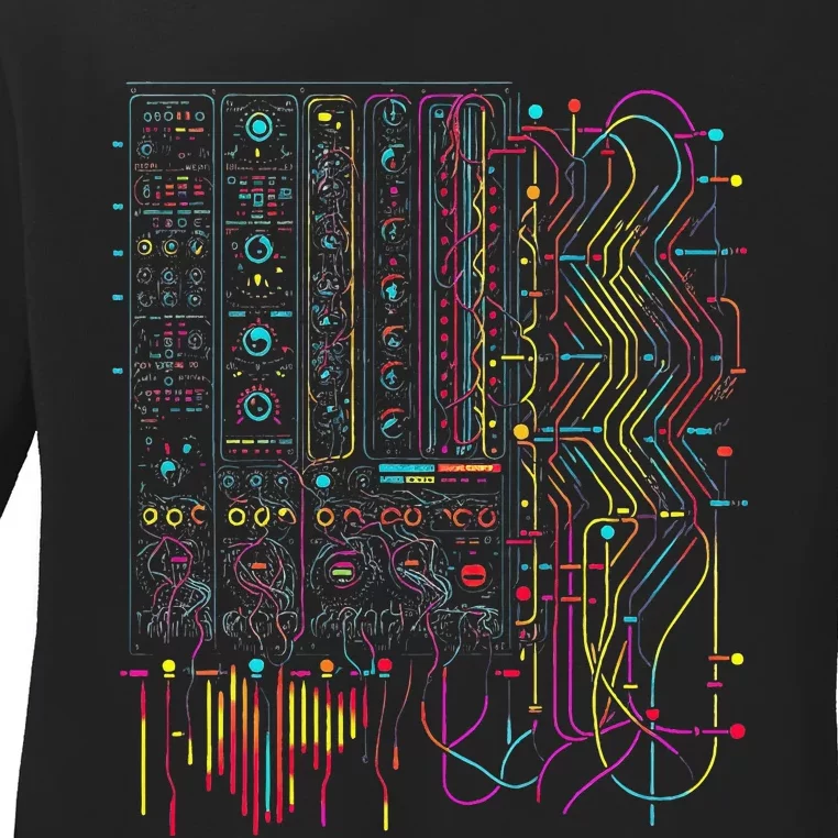 Analogue Synthesiser Electronic Music Modular Life Ladies Long Sleeve Shirt