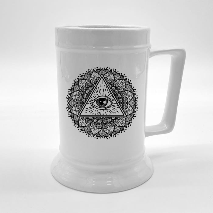 All Seeing Eye Mystic Dark Magic Dala Art Yoga Meditation Meaningful Gift Front & Back Beer Stein