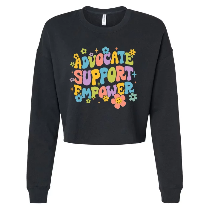 Advocate Support Empower Retro Social Worker Graduation MSW Cropped Pullover Crew