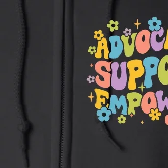 Advocate Support Empower Retro Social Worker Graduation MSW Full Zip Hoodie