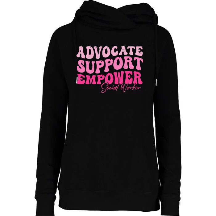 Advocate Support Empower Groovy Social Worker Graduation Msw Womens Funnel Neck Pullover Hood