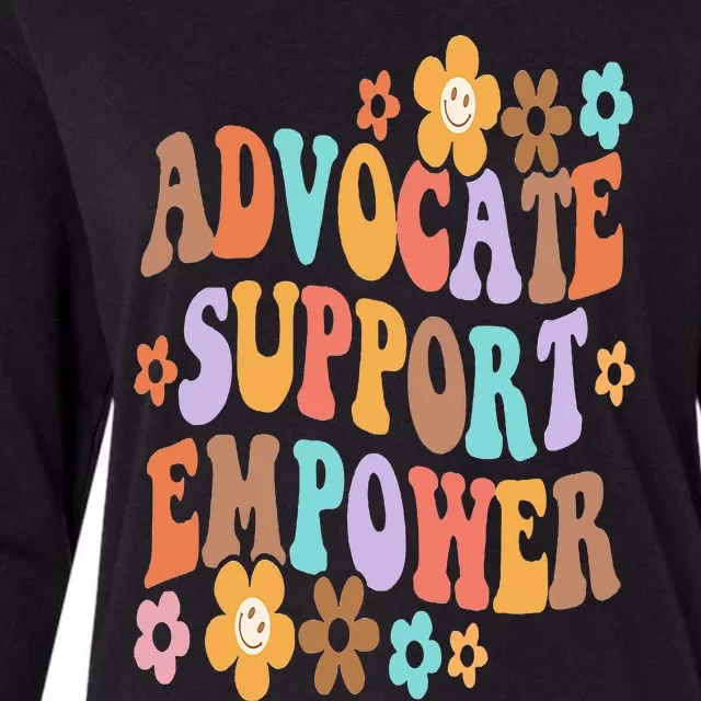 Advocate Support Empower Groovy Social Worker Graduation MSW Womens Cotton Relaxed Long Sleeve T-Shirt