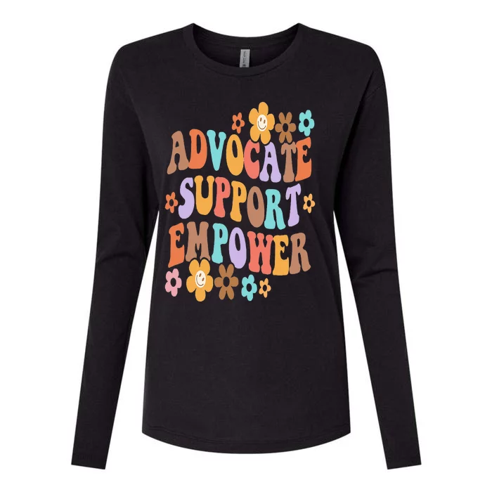 Advocate Support Empower Groovy Social Worker Graduation MSW Womens Cotton Relaxed Long Sleeve T-Shirt