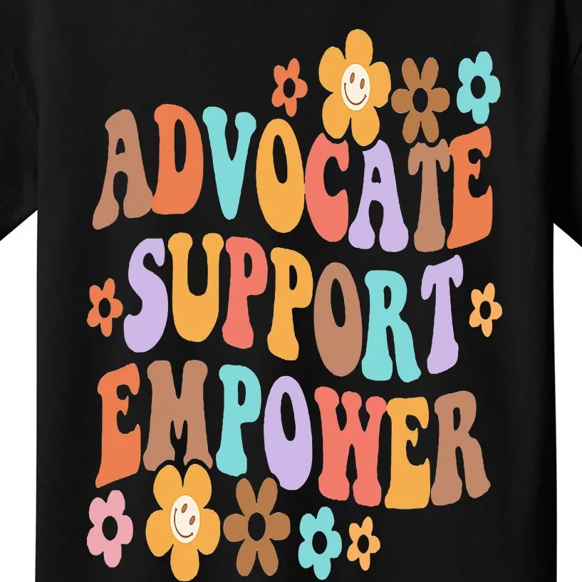 Advocate Support Empower Groovy Social Worker Graduation MSW Kids T-Shirt