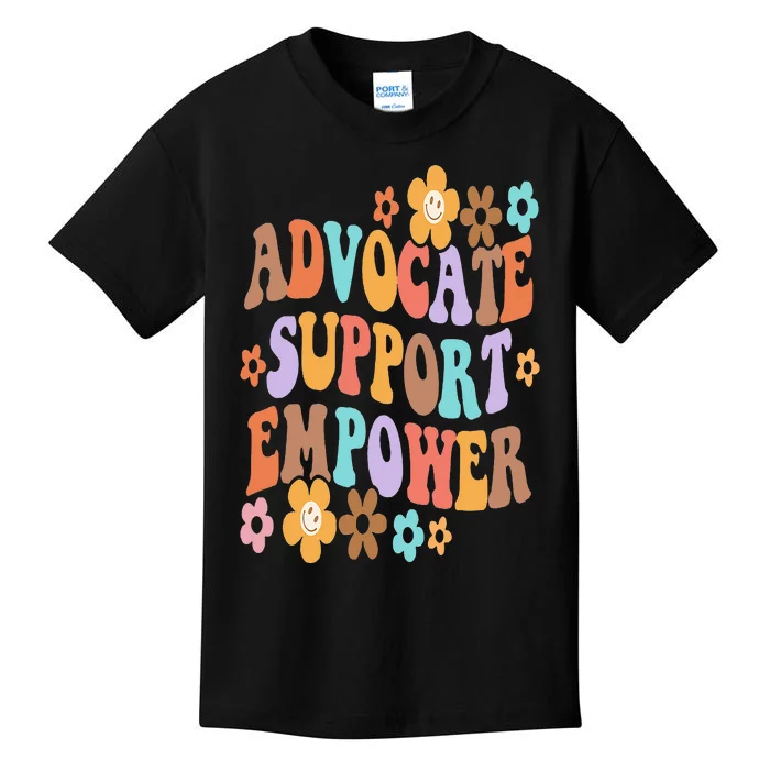 Advocate Support Empower Groovy Social Worker Graduation MSW Kids T-Shirt