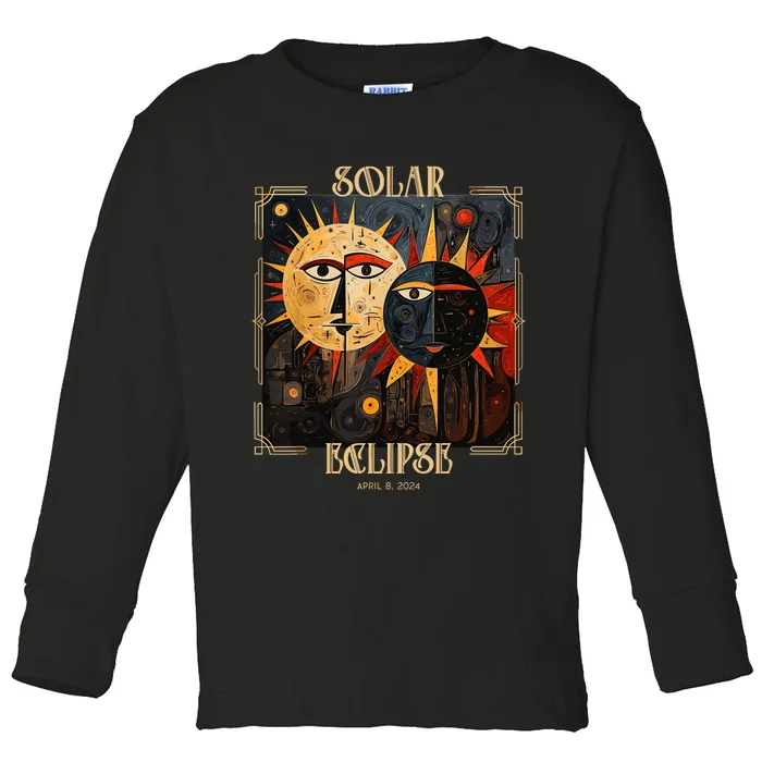 Art Solar Eclipse 2024 Sun Totality April 8th America Toddler Long Sleeve Shirt