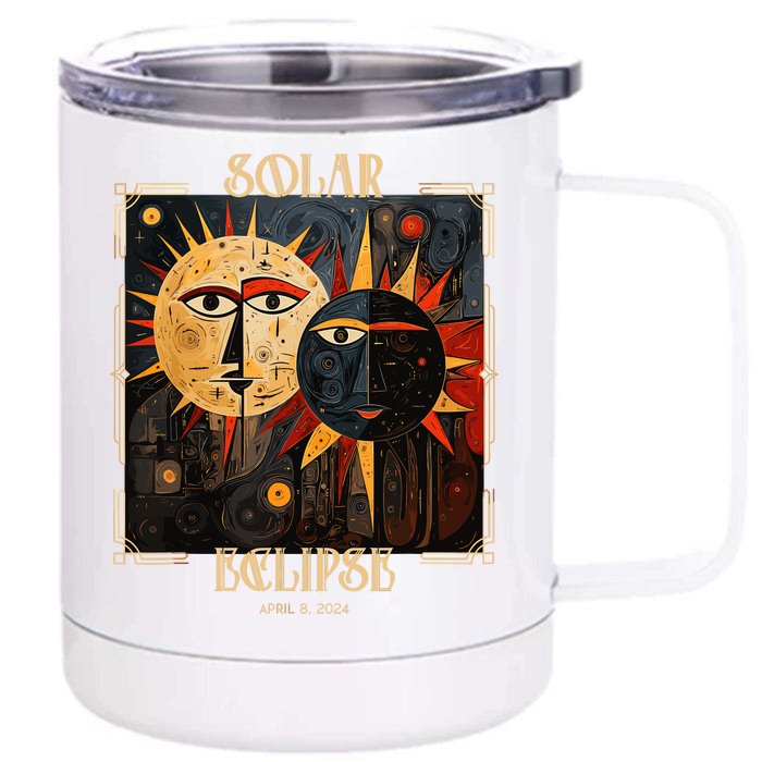 Art Solar Eclipse 2024 Sun Totality April 8th America Front & Back 12oz Stainless Steel Tumbler Cup