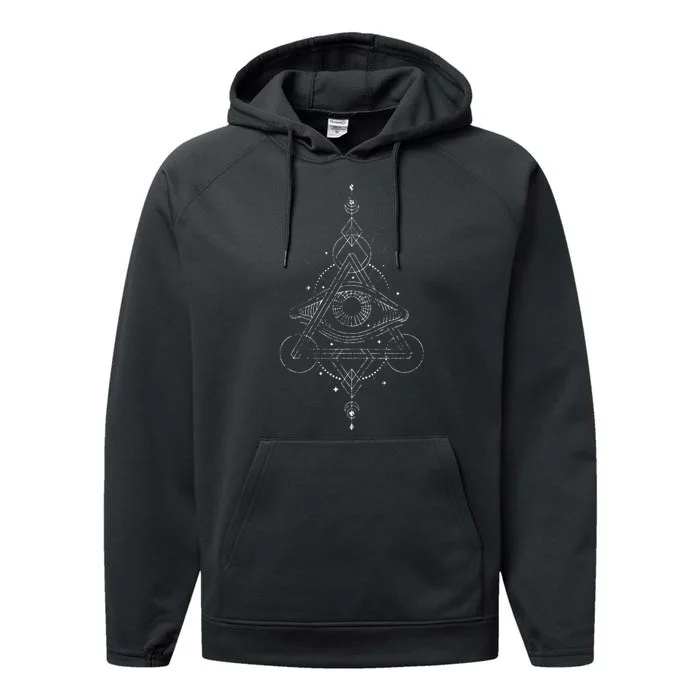 All Seeing Eye Blackcraft Alchemy Sun Moon Astrology Gift Performance Fleece Hoodie