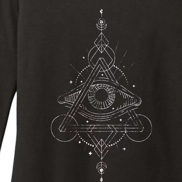 All Seeing Eye Blackcraft Alchemy Sun Moon Astrology Gift Womens CVC Long Sleeve Shirt