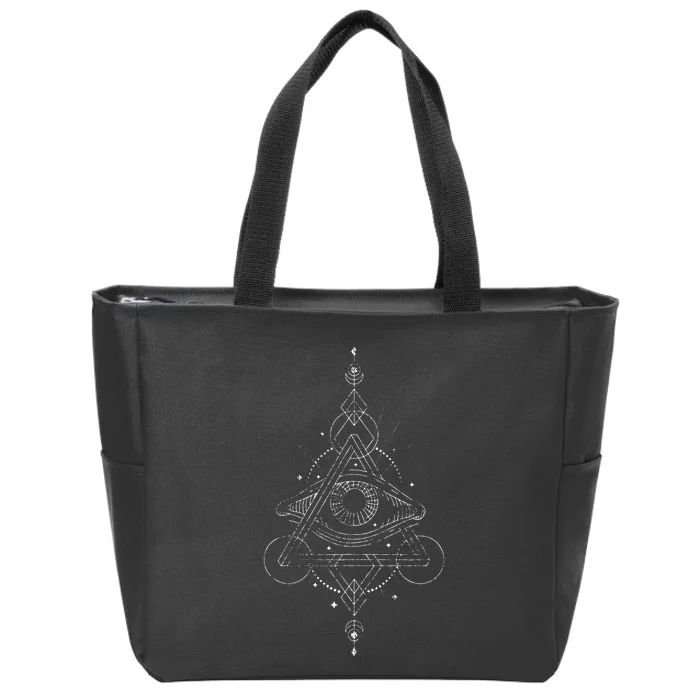 All Seeing Eye Blackcraft Alchemy Sun Moon Astrology Gift Zip Tote Bag