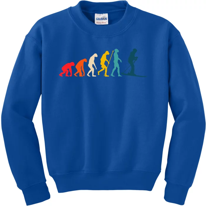 Alpine Ski Evolution Retro Vintage Slope Skiing Skier Cool Gift Kids Sweatshirt