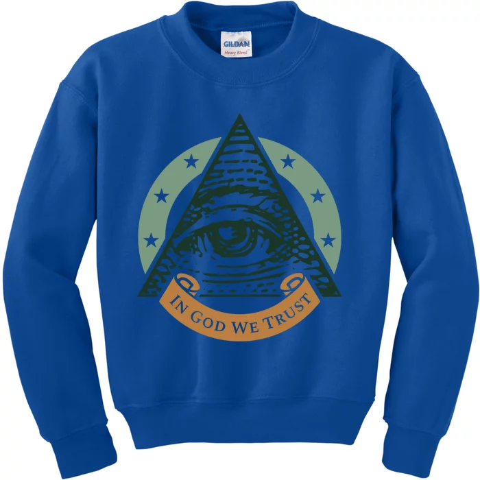 All Seeing Eye Providence In God We Trust Gift Kids Sweatshirt