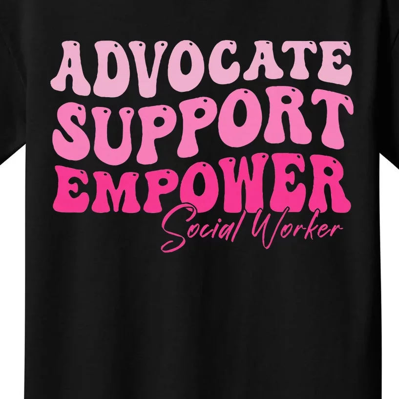 Advocate Support Empower Groovy Social Worker Kids T-Shirt