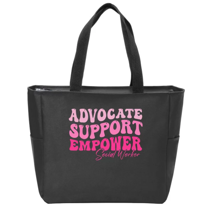 Advocate Support Empower Groovy Social Worker Zip Tote Bag