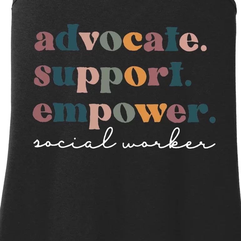 Advocate Support Empower Groovy Social Worker Graduation Msw Ladies Essential Tank