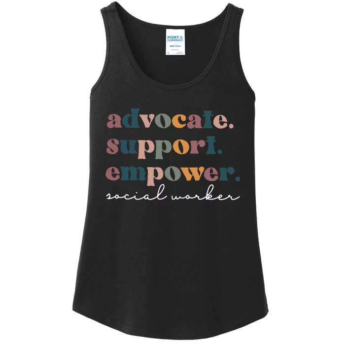 Advocate Support Empower Groovy Social Worker Graduation Msw Ladies Essential Tank