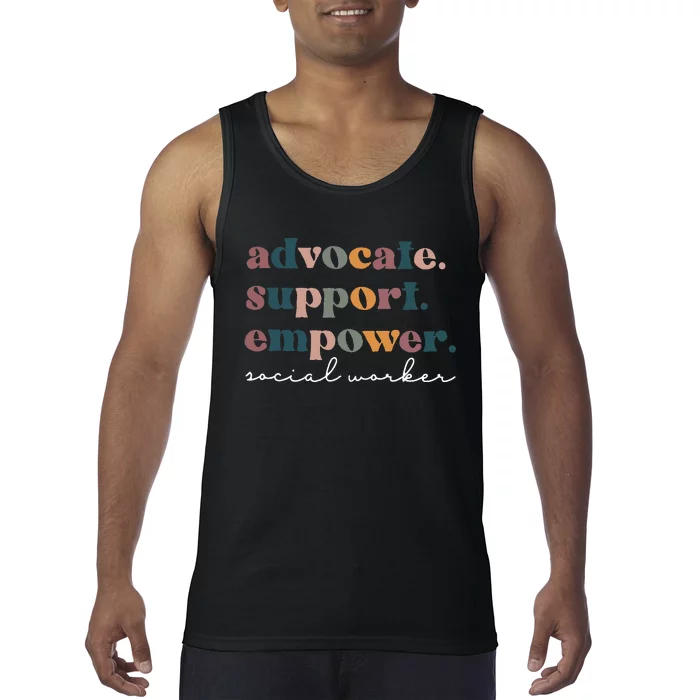 Advocate Support Empower Groovy Social Worker Graduation Msw Tank Top