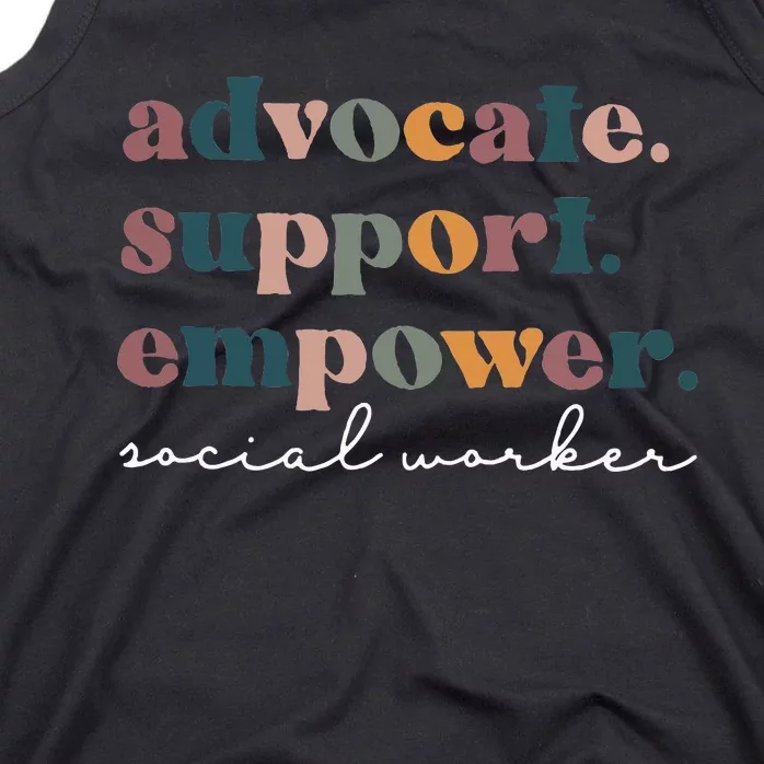 Advocate Support Empower Groovy Social Worker Graduation Msw Tank Top