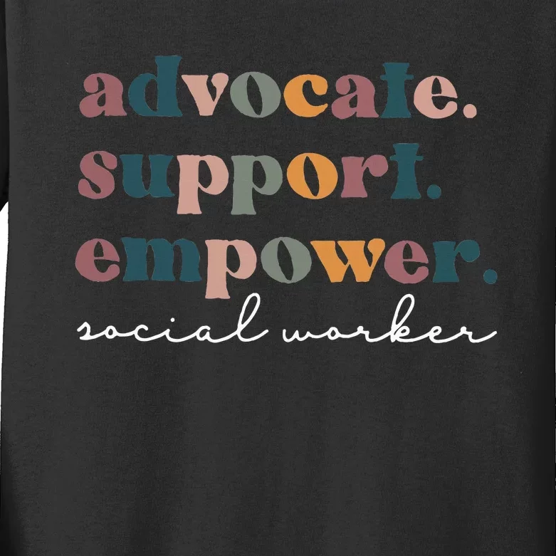 Advocate Support Empower Groovy Social Worker Graduation Msw Kids Long Sleeve Shirt