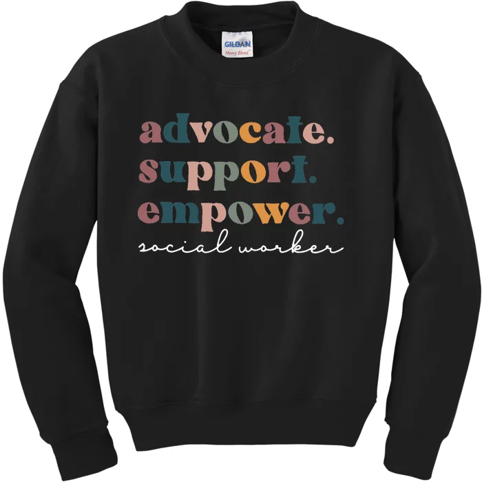 Advocate Support Empower Groovy Social Worker Graduation MSW Kids Sweatshirt