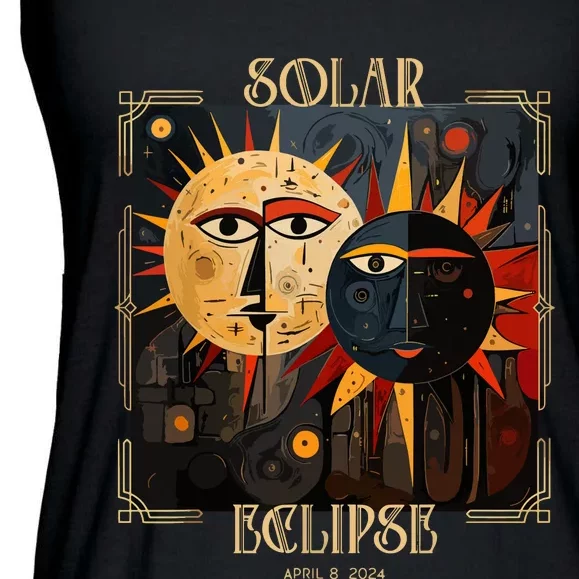 Art Solar Eclipse 2024 Sun Totality April 8th America Ladies Essential Flowy Tank