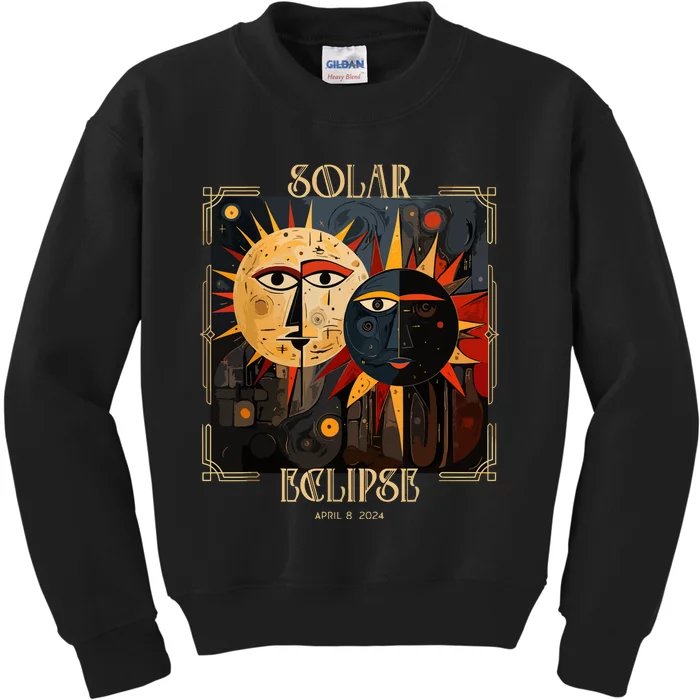 Art Solar Eclipse 2024 Sun Totality April 8th America Kids Sweatshirt