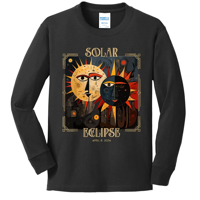 Art Solar Eclipse 2024 Sun Totality April 8th America Kids Long Sleeve Shirt