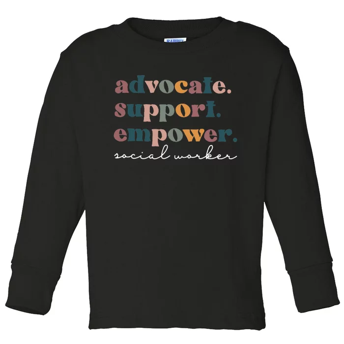 Advocate Support Empower Groovy Social Worker Toddler Long Sleeve Shirt