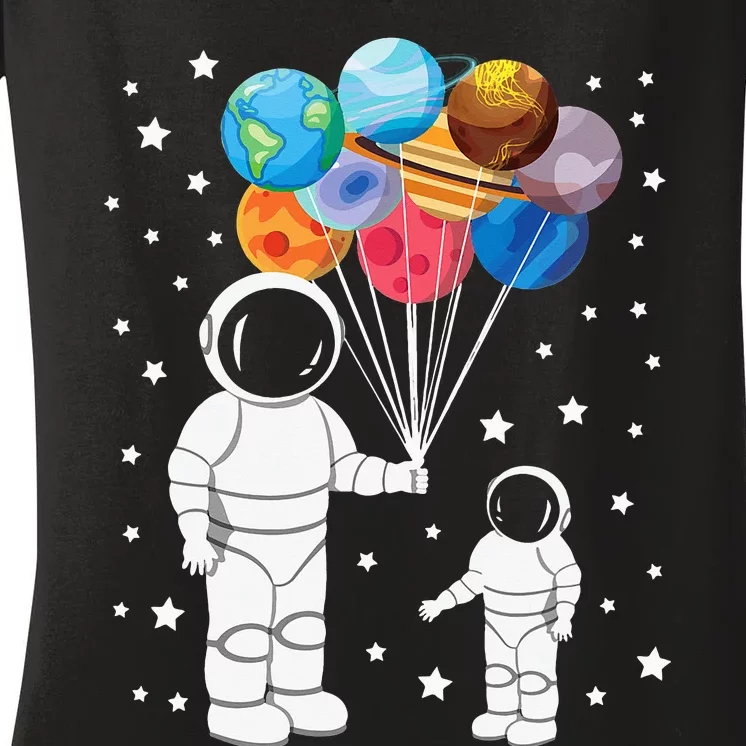 Astronaut Spaceman Funny Space Dwarf Solar System Women's V-Neck T-Shirt