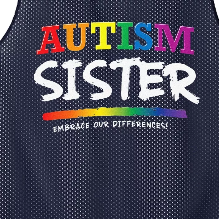 Autism Sister, Family Awareness Mesh Reversible Basketball Jersey Tank