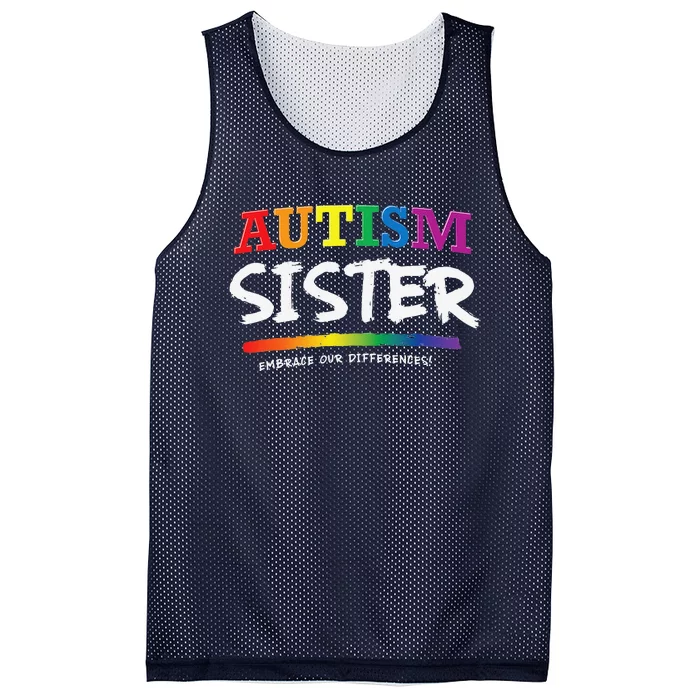 Autism Sister, Family Awareness Mesh Reversible Basketball Jersey Tank